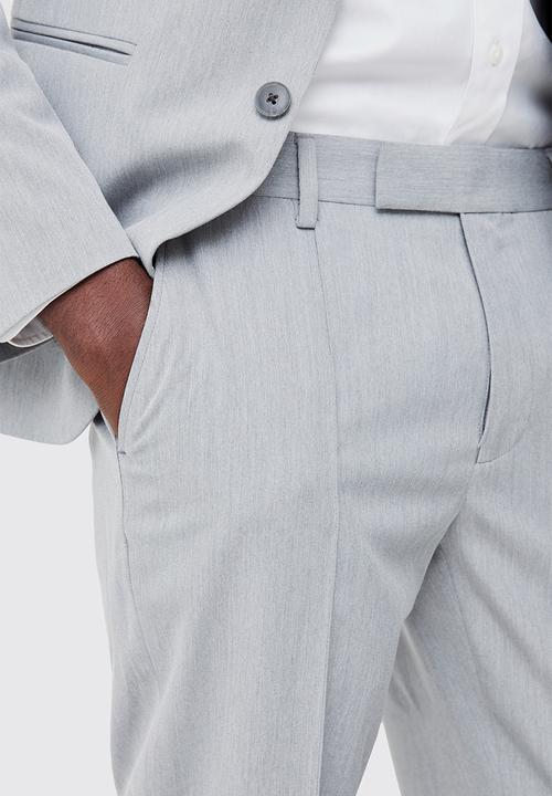 boohooMAN - Fixed Waist Slim Pintuck Tailored Trousers - Grey