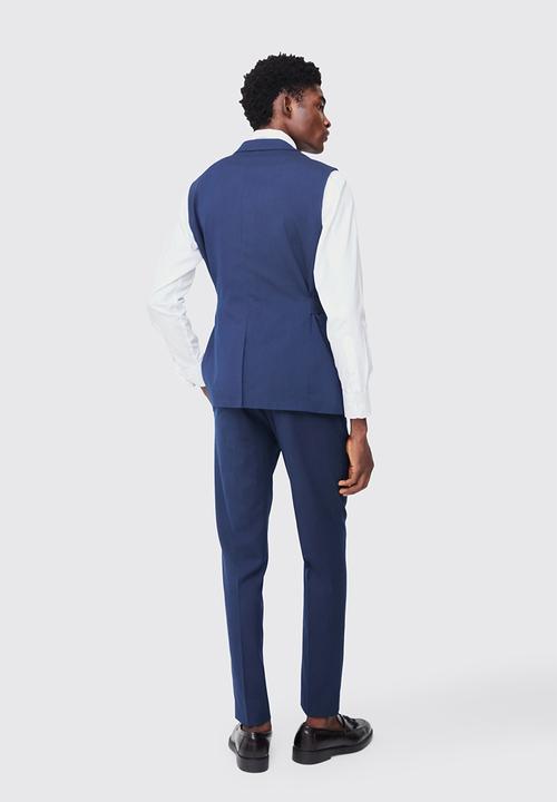 boohooMAN - Fixed Waist Slim Pintuck Tailored Trousers - Navy