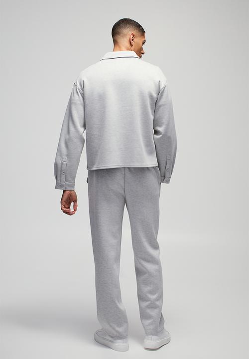 boohooMAN - Straight Leg Pintuck Scuba Trouser - Grey Marl