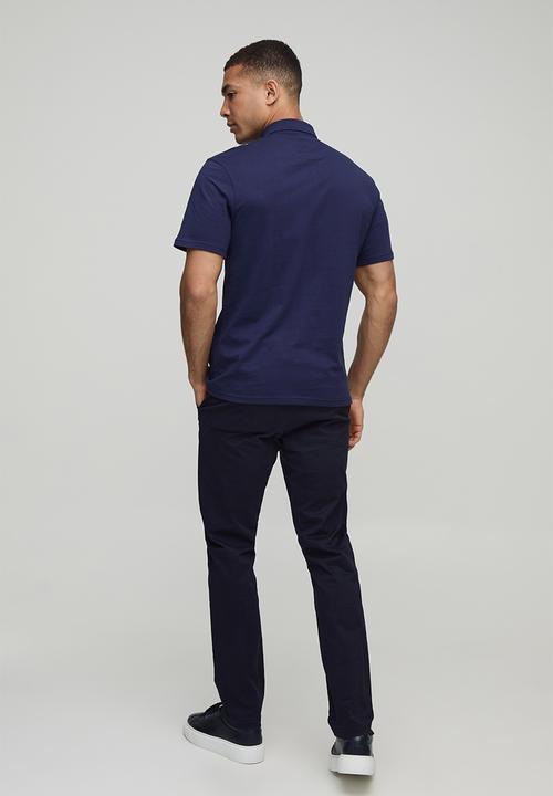 boohooMAN - Slim Fit Jersey Short Sleeve Shirt - Navy