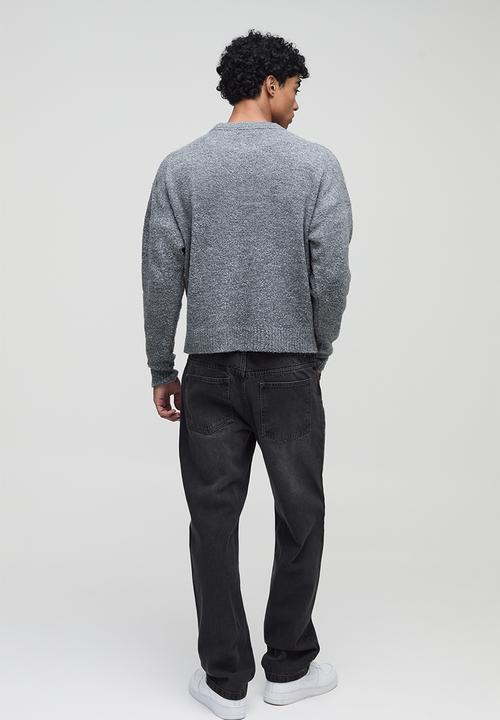 boohooMAN - Straight Rigid Washed Jeans - Charcoal