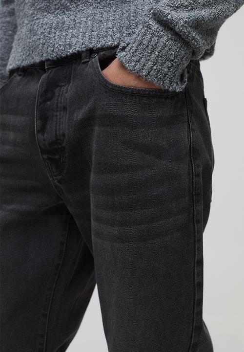 boohooMAN - Straight Rigid Washed Jeans - Charcoal