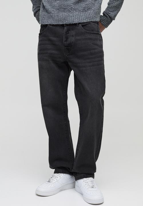 boohooMAN - Straight Rigid Washed Jeans - Charcoal