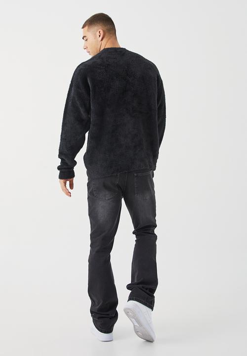 boohooMAN - Slim Flare Rigid Washed Jeans - Charcoal