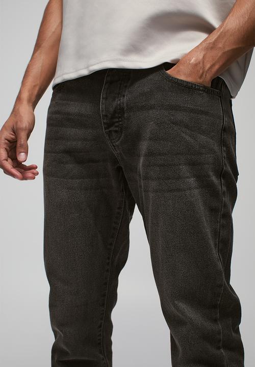 boohooMAN - Slim Rigid Washed Jeans - Charcoal