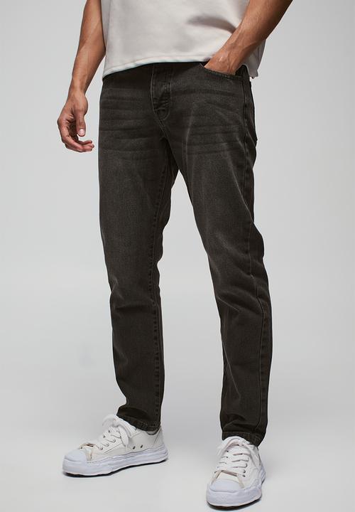 boohooMAN - Slim Rigid Washed Jeans - Charcoal