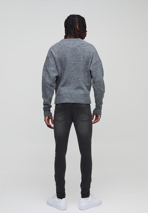 boohooMAN - Super Skinny Stretch Washed Jeans - Charcoal