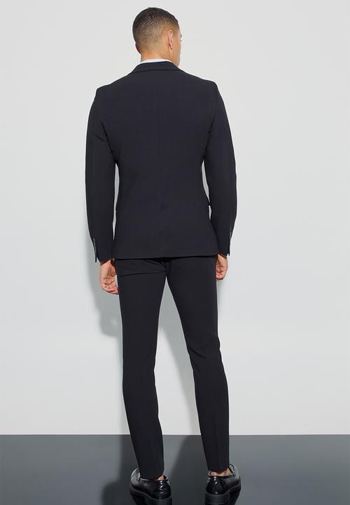 boohooMAN - Jersey Skinny Single Breasted Suit Jacket - Black