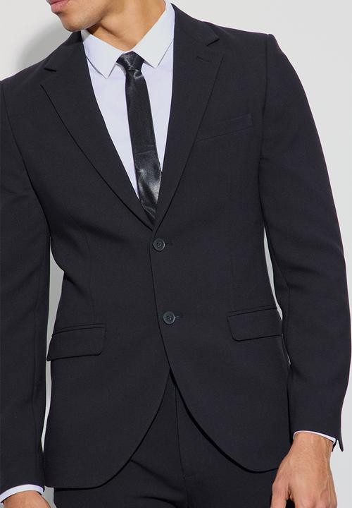 boohooMAN - Jersey Skinny Single Breasted Suit Jacket - Black