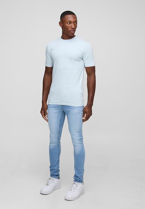 boohooMAN - Super Skinny Stretch Jean - Light Blue