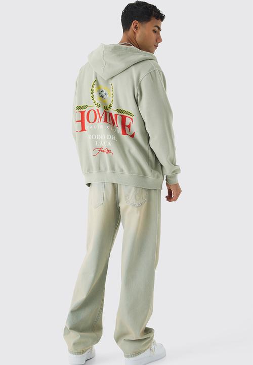 boohooMAN - Relaxed Rigid Paint Splatter Denim Jeans - Ecru