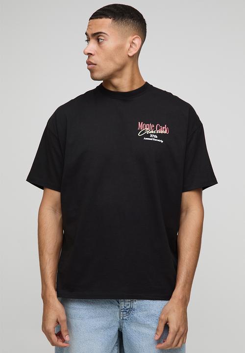 boohooMAN - Oversized Monte Carlo Classic Car Graphic T-Shirt - Black