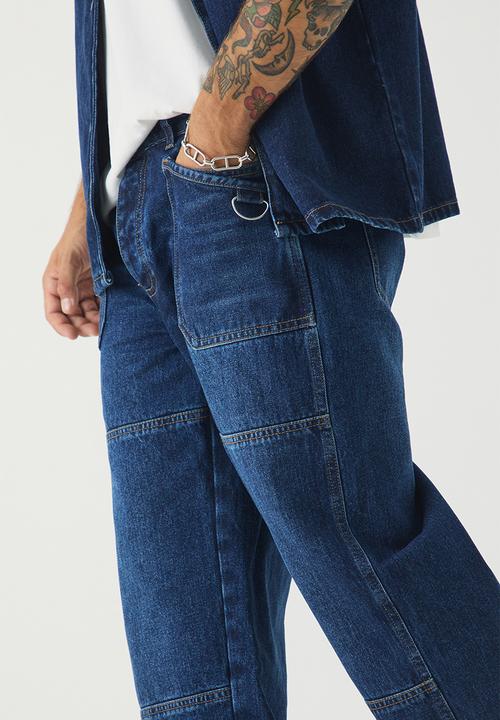 boohooMAN - Relaxed Rigid Washed Carabiner Jeans - indigo