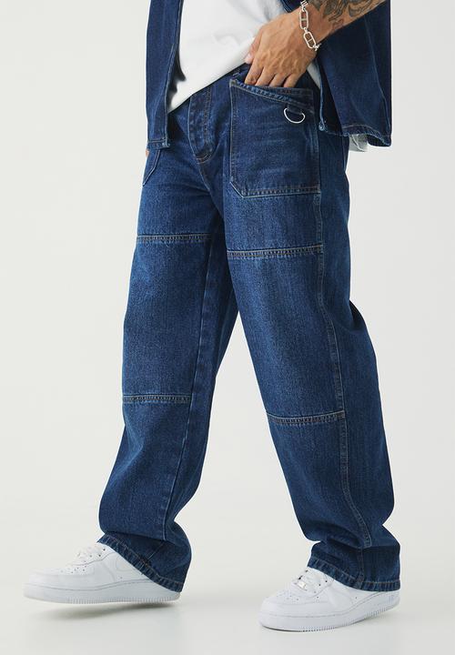boohooMAN - Relaxed Rigid Washed Carabiner Jeans - indigo