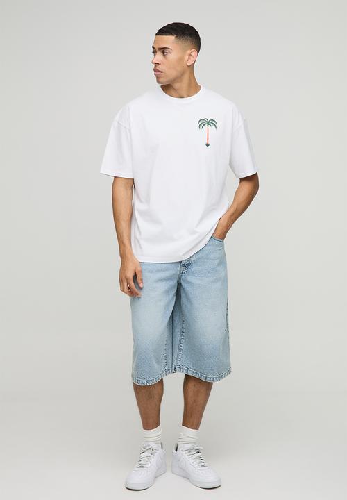 boohooMAN - Oversized Palm Tree Graphic T-Shirt - White