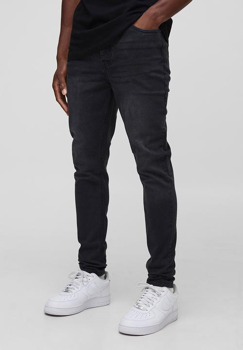 boohooMAN - Skinny Stretch Jean in Charcoal - Charcoal