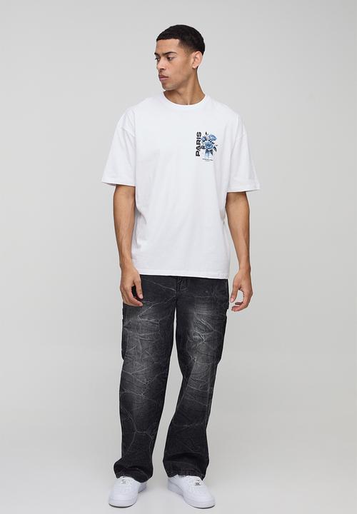 boohooMAN - Oversized Paris Floral T-Shirt - White