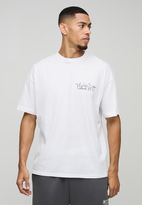 boohooMAN - Oversized Slogan Print T-Shirt - White