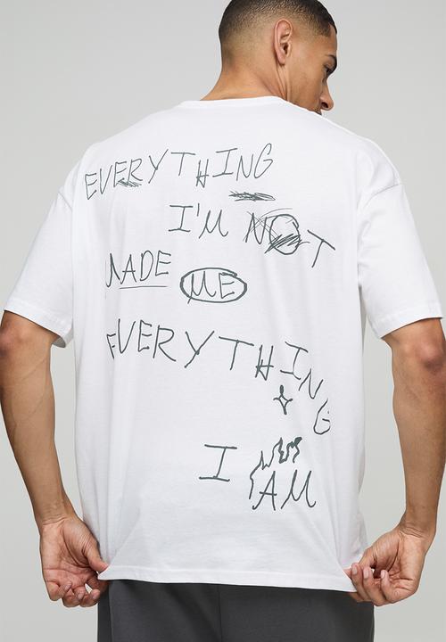 boohooMAN - Oversized Slogan Print T-Shirt - White