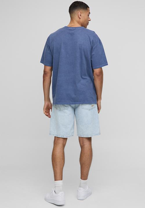 boohooMAN - Oversized Mykonos Washed Printed T-Shirt - Navy