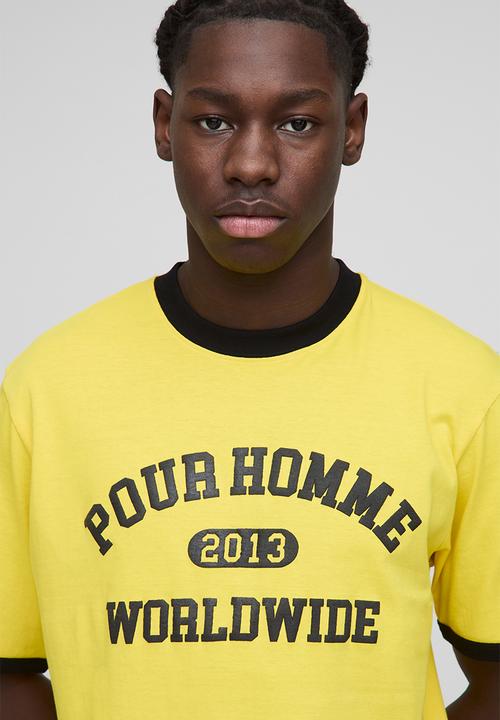 boohooMAN - Regular Fit Pour Homme Ringer T-Shirt - Yellow