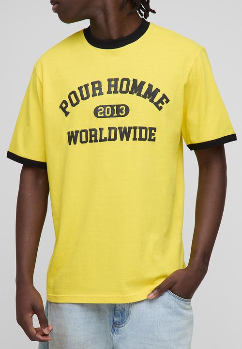 boohooMAN - Regular Fit Pour Homme Ringer T-Shirt - Yellow