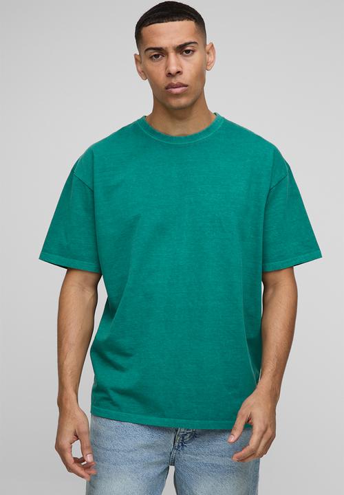 boohooMAN - Oversized Paradise Floral Print Washed T-shirt - Forest
