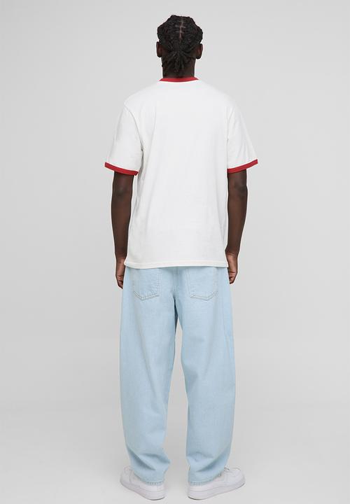 boohooMAN - Regular Fit Varsity Print Ringer T-Shirt - Ecru