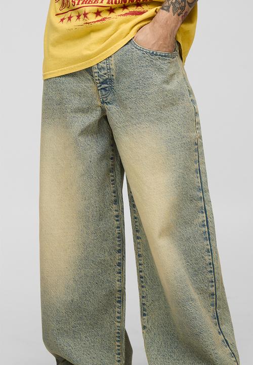 boohooMAN - Extreme Baggy Rigid Antique Tinted Washed Jeans - Antique Wash