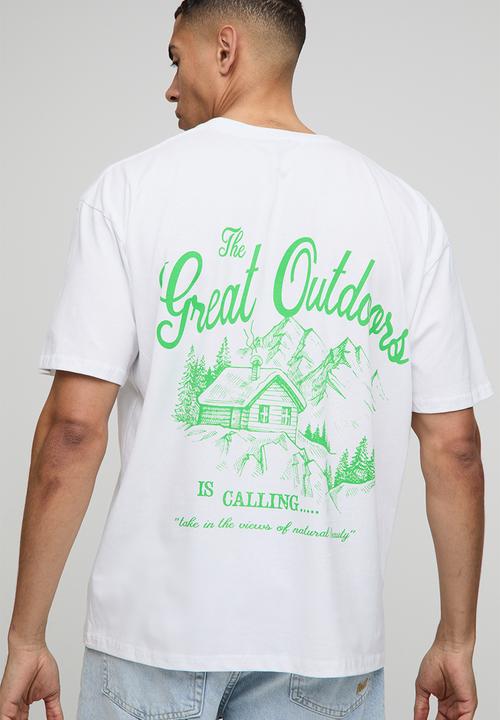 boohooMAN - Oversized The Great Outdoors Landscape Print T-Shirt - White