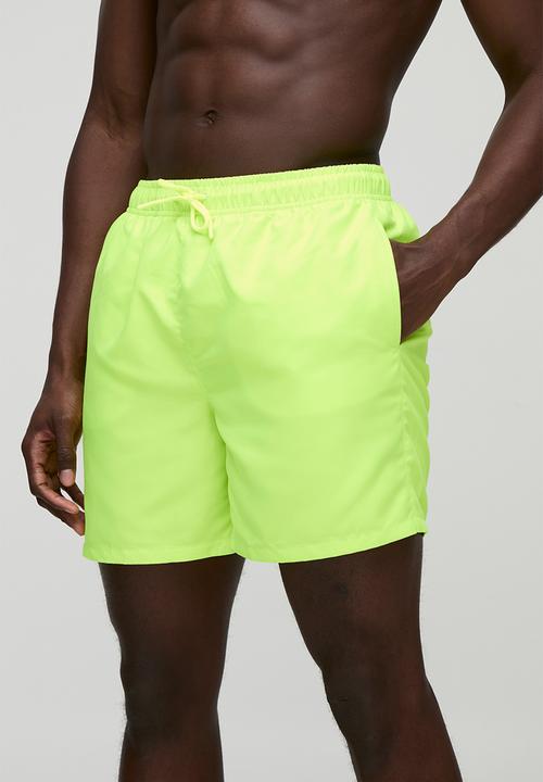 boohooMAN - Mid Length Swim Short - Neon-Yellow