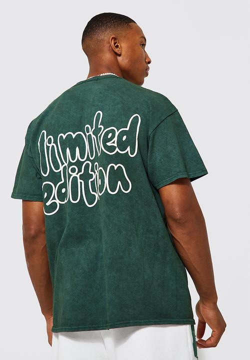 boohooMAN - Oversized Limited Edition Acid Wash T-shirt - Green