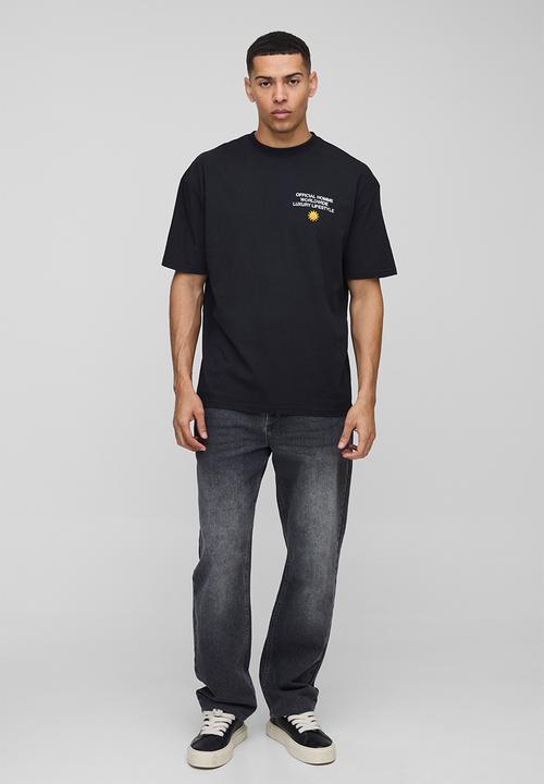 boohooMAN - Oversized Ibiza Sunset Chaser Graphic T-Shirt - Black