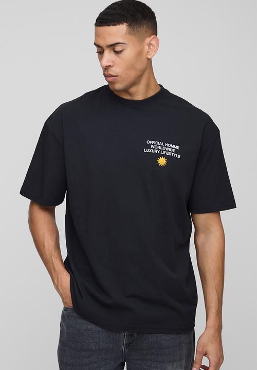boohooMAN - Oversized Ibiza Sunset Chaser Graphic T-Shirt - Black