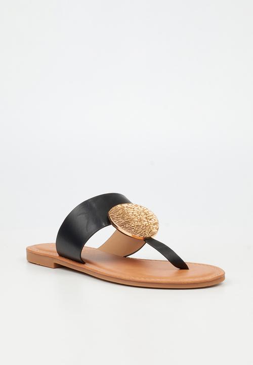 Miss Black - Honor 5 toe thong coin sandal - black