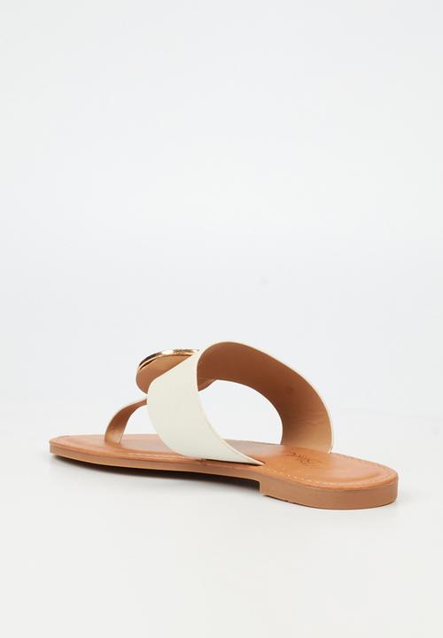 Miss Black - Honor 5 toe thong coin sandal - white
