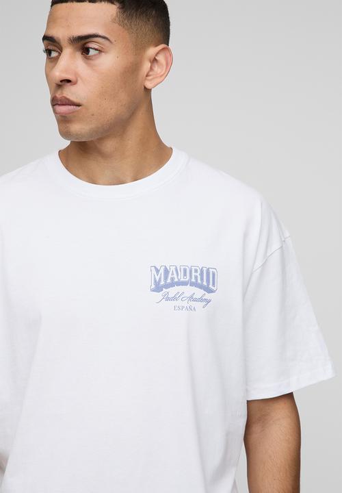 boohooMAN - Oversized Madrid Paddle Washed Graphic T-Shirt - White