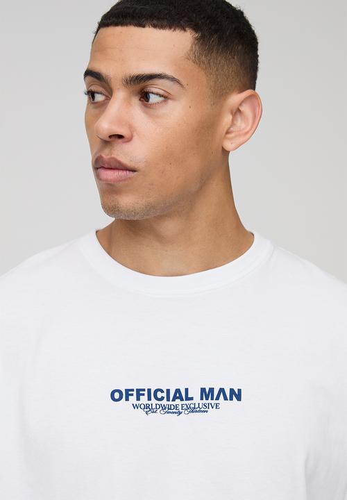 boohooMAN - Oversized Extended Neck Official Man T-Shirt - White