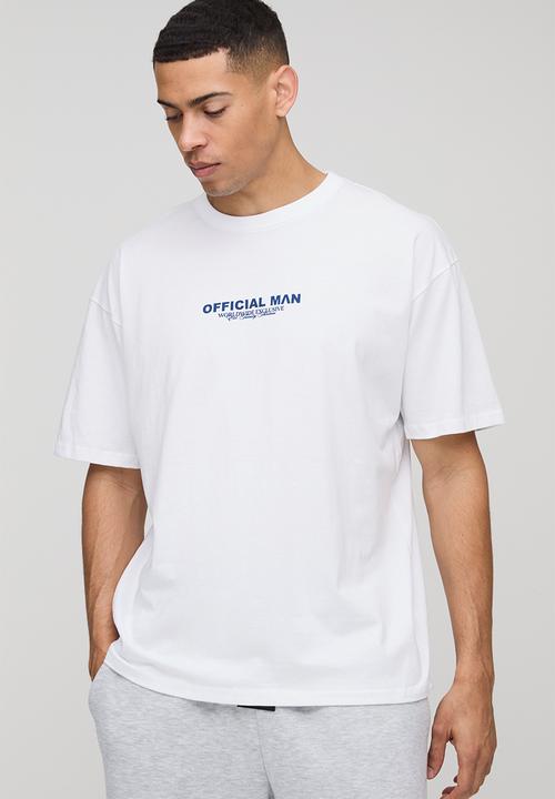 boohooMAN - Oversized Extended Neck Official Man T-Shirt - White