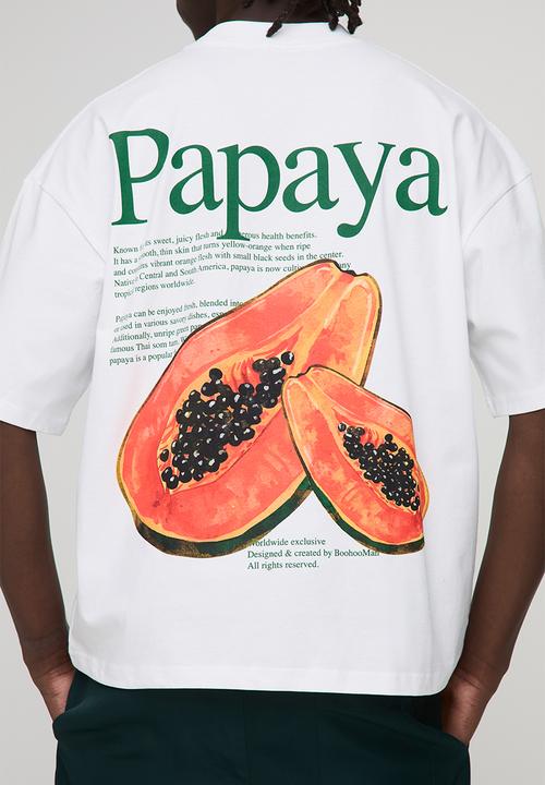 boohooMAN - Oversized Extended Neck Man Papaya T-Shirt - White
