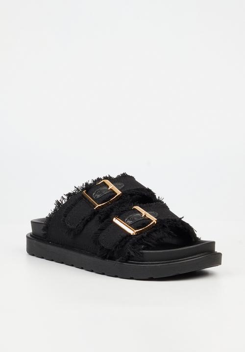 Butterfly Feet - Marina 1 Two Strap Slide - Black