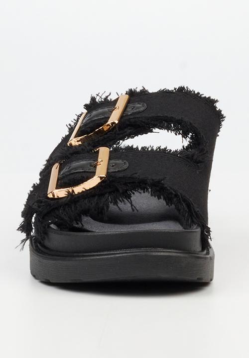Butterfly Feet - Marina 1 Two Strap Slide - Black