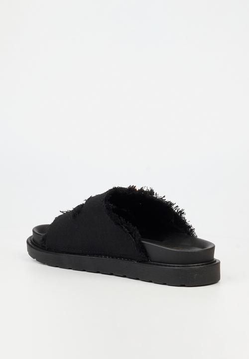 Butterfly Feet - Marina 1 Two Strap Slide - Black