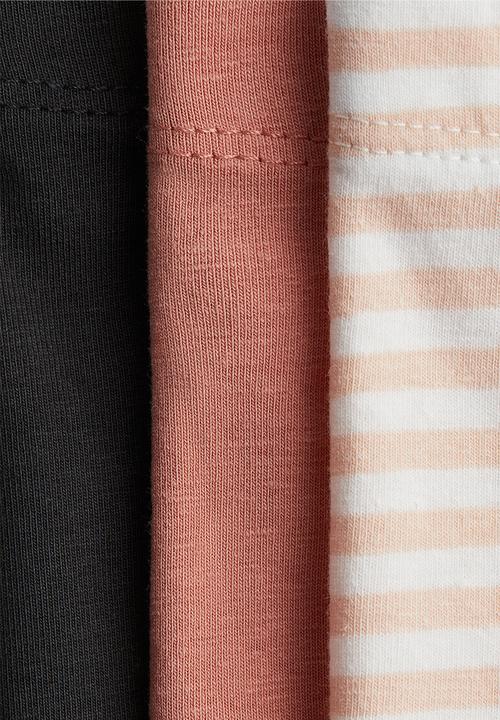 H&M - 3-Pack jersey leggings - peach pink/striped
