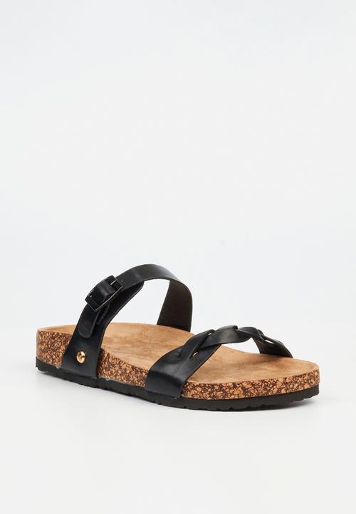 Viabeach - QORK 8 Comfort Sock Braided Strap Qork Sandal - Black
