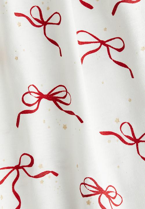 H&M - Patterned jersey dress - white/bows