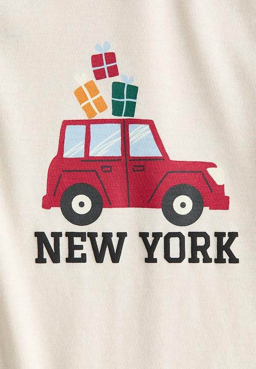 H&M - Printed T-shirt - light beige/new york 