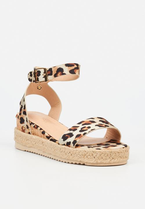 Miss Black - STEFFI 3 Cork/Rope Wedge - Leopard