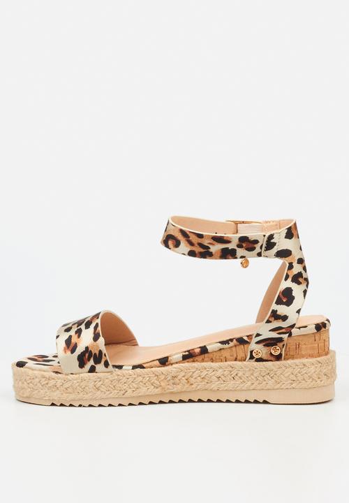 Miss Black - STEFFI 3 Cork/Rope Wedge - Leopard