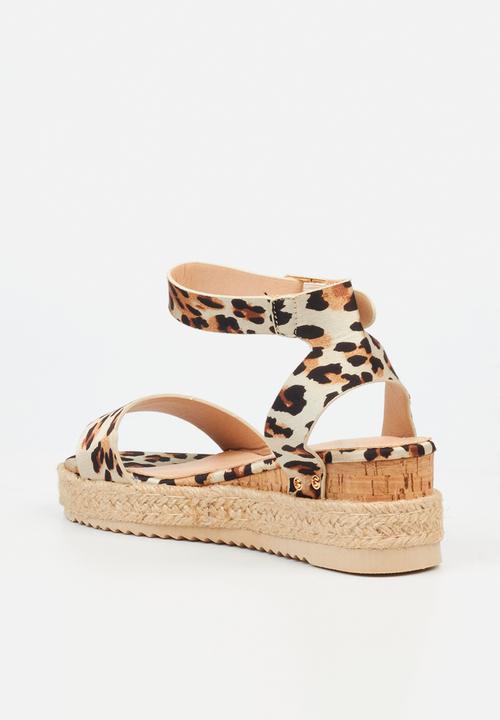 Miss Black - STEFFI 3 Cork/Rope Wedge - Leopard